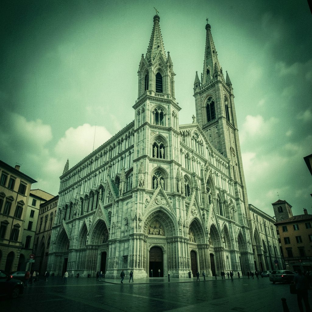 Florence Duomo silhouette in warm terracotta tones